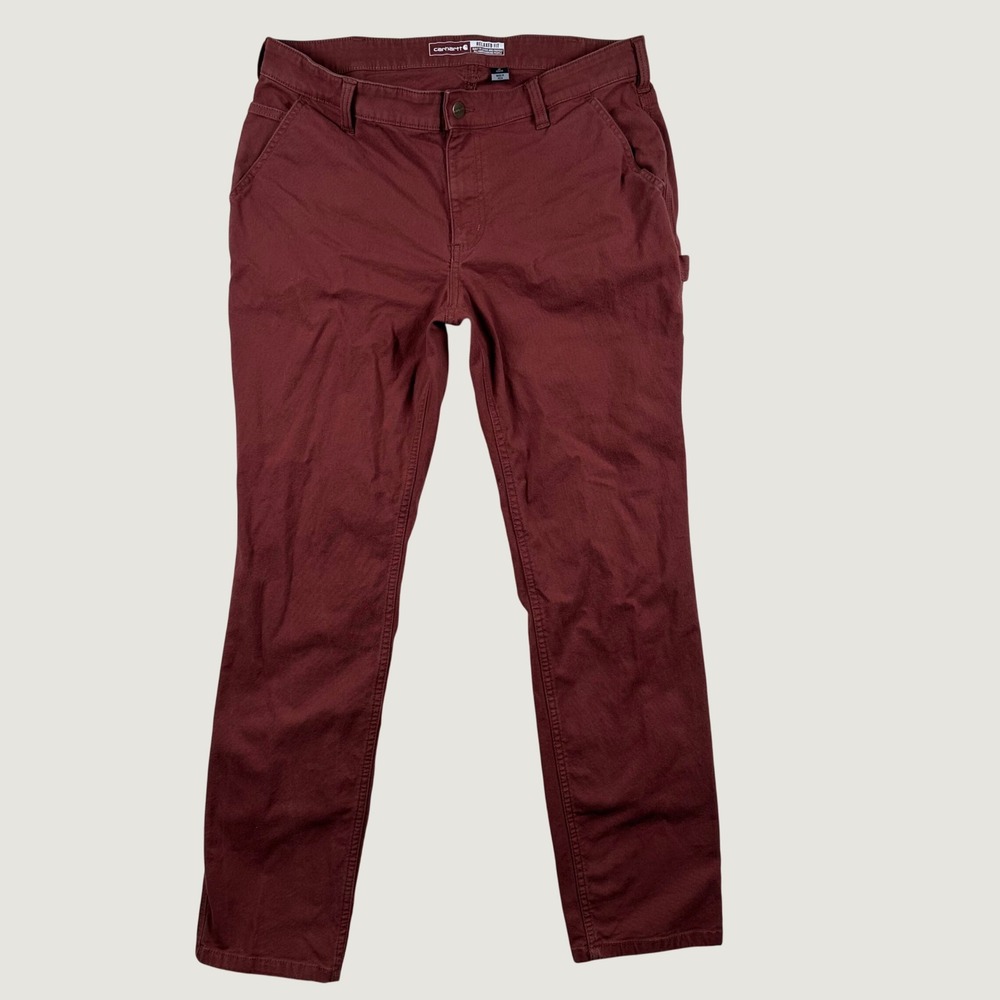 Carhartt Rugged Flex Canvas Work Pants Womens 12 Regular Relaxed Fit Red Maroon